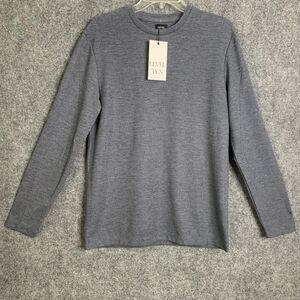 Level Ten Knit Sweater Top Men S Gray Navy NWT Long Sleeve Crew Neck